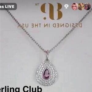 Bomb Party Sterling Club Elegant Silver and Garnet Pendant Necklace. NEW!